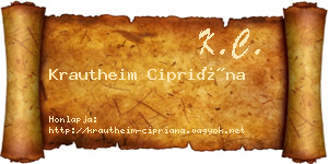 Krautheim Cipriána névjegykártya